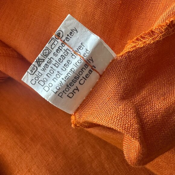 Terzo Millennio Womens Large Tunic Top Linen Orange Relaxed Fit Button Back - Picture 7 of 7